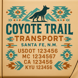 Custom Truck Door Decal Sticker Lettering with Trucking Name or Company Name, City & State, US DOT, MC, CA, KYU, GVW, VIN Sign (Set of 2)
