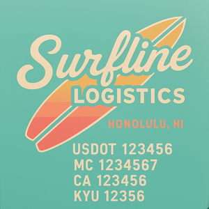 Custom Truck Door Decal Sticker Lettering with Trucking Name or Company Name, City & State, US DOT, MC, CA, KYU, GVW, VIN Sign (Set of 2)