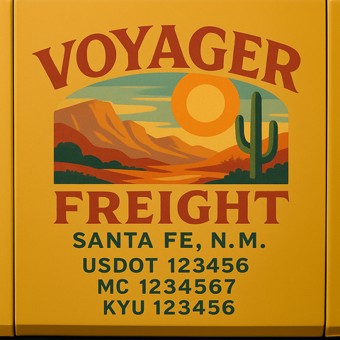 Custom Truck Door Decal Sticker Lettering with Trucking Name or Company Name, City & State, US DOT, MC, CA, KYU, GVW, VIN Sign (Set of 2)