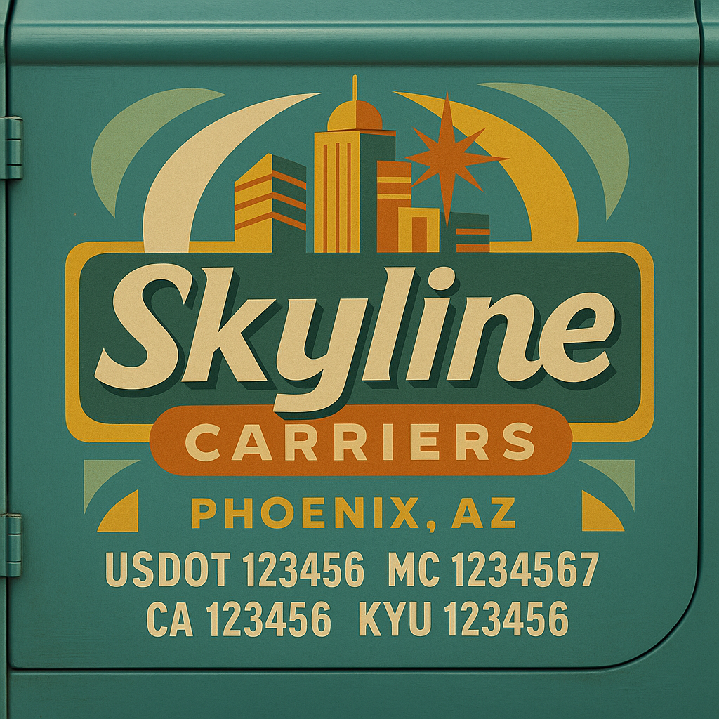 Custom Truck Door Decal Sticker Lettering with Trucking Name or Company Name, City & State, US DOT, MC, CA, KYU, GVW, VIN Sign (Set of 2)