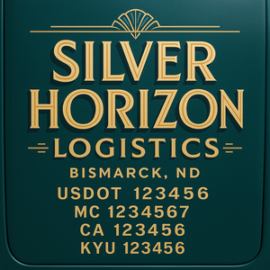 Custom Truck Door Decal Sticker Lettering with Trucking Name or Company Name, City & State, US DOT, MC, CA, KYU, GVW, VIN Sign (Set of 2)