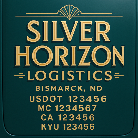 Custom Truck Door Decal Sticker Lettering with Trucking Name or Company Name, City & State, US DOT, MC, CA, KYU, GVW, VIN Sign (Set of 2)