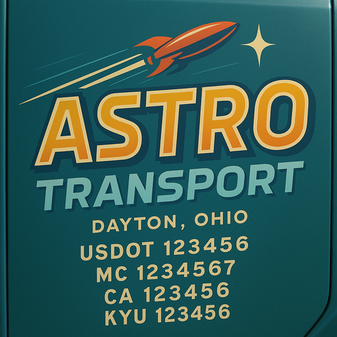 Custom Truck Door Decal Sticker Lettering with Trucking Name or Company Name, City & State, US DOT, MC, CA, KYU, GVW, VIN Sign (Set of 2)
