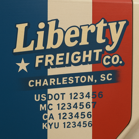 Custom Truck Door Decal Sticker Lettering with Trucking Name or Company Name, City & State, US DOT, MC, CA, KYU, GVW, VIN Sign (Set of 2)