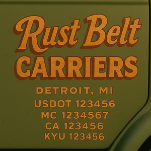 Custom Truck Door Decal Sticker Lettering with Trucking Name or Company Name, City & State, US DOT, MC, CA, KYU, GVW, VIN Sign (Set of 2)