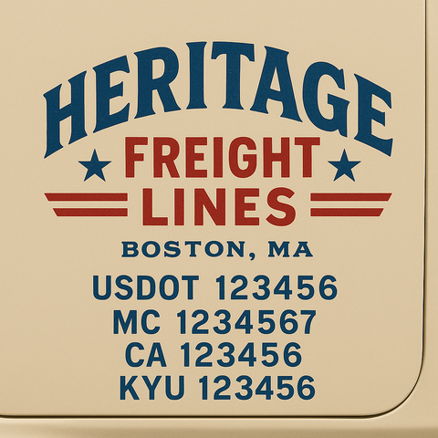 Custom Truck Door Decal Sticker Lettering with Trucking Name or Company Name, City & State, US DOT, MC, CA, KYU, GVW, VIN Sign (Set of 2)