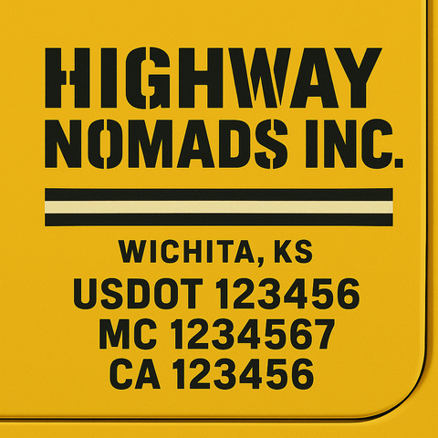 Custom Truck Door Decal Sticker Lettering with Trucking Name or Company Name, City & State, US DOT, MC, CA, KYU, GVW, VIN Sign (Set of 2)