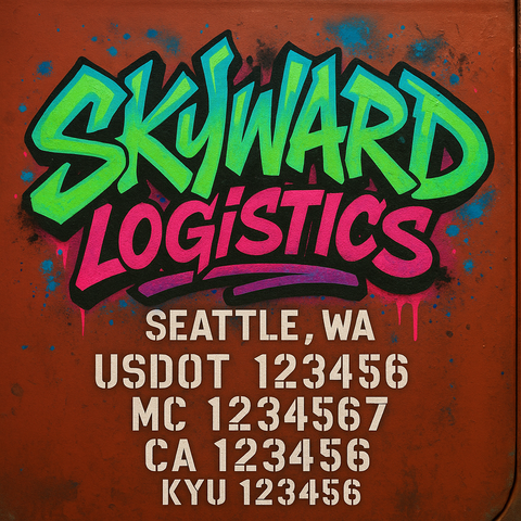 Custom Truck Door Decal Sticker Lettering with Trucking Name or Company Name, City & State, US DOT, MC, CA, KYU, GVW, VIN Sign (Set of 2)