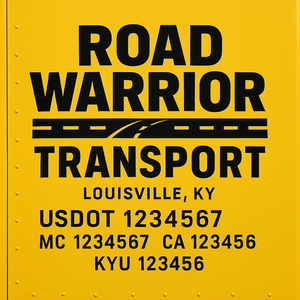 Custom Truck Door Decal Sticker Lettering with Trucking Name or Company Name, City & State, US DOT, MC, CA, KYU, GVW, VIN Sign (Set of 2)