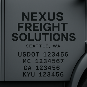 Custom Truck Door Decal Sticker Lettering with Trucking Name or Company Name, City & State, US DOT, MC, CA, KYU, GVW, VIN Sign (Set of 2)
