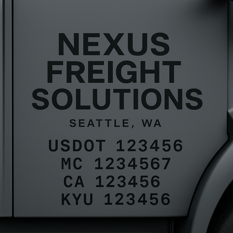 Custom Truck Door Decal Sticker Lettering with Trucking Name or Company Name, City & State, US DOT, MC, CA, KYU, GVW, VIN Sign (Set of 2)