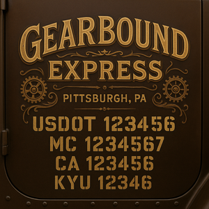 Custom Truck Door Decal Sticker Lettering with Trucking Name or Company Name, City & State, US DOT, MC, CA, KYU, GVW, VIN Sign (Set of 2)