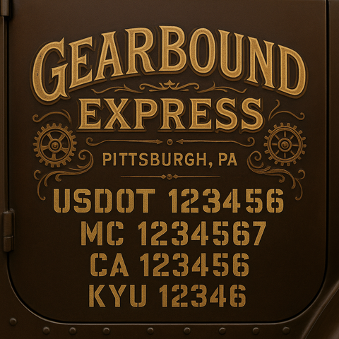 Custom Truck Door Decal Sticker Lettering with Trucking Name or Company Name, City & State, US DOT, MC, CA, KYU, GVW, VIN Sign (Set of 2)