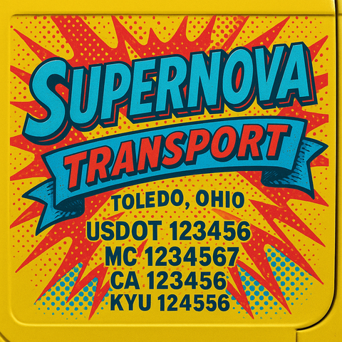 Custom Truck Door Decal Sticker Lettering with Trucking Name or Company Name, City & State, US DOT, MC, CA, KYU, GVW, VIN Sign (Set of 2)