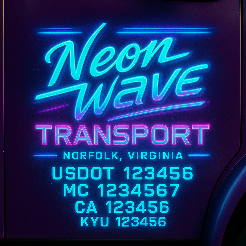Custom Truck Door Decal Sticker Lettering with Trucking Name or Company Name, City & State, US DOT, MC, CA, KYU, GVW, VIN Sign (Set of 2)