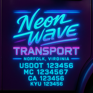 Custom Truck Door Decal Sticker Lettering with Trucking Name or Company Name, City & State, US DOT, MC, CA, KYU, GVW, VIN Sign (Set of 2)