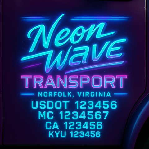 Custom Truck Door Decal Sticker Lettering with Trucking Name or Company Name, City & State, US DOT, MC, CA, KYU, GVW, VIN Sign (Set of 2)