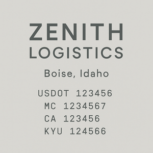 Custom Truck Door Decal Sticker Lettering with Trucking Name or Company Name, City & State, US DOT, MC, CA, KYU, GVW, VIN Sign (Set of 2)