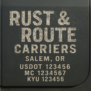 Custom Truck Door Decal Sticker Lettering with Trucking Name or Company Name, City & State, US DOT, MC, CA, KYU, GVW, VIN Sign (Set of 2)