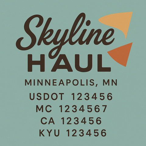 Custom Truck Door Decal Sticker Lettering with Trucking Name or Company Name, City & State, US DOT, MC, CA, KYU, GVW, VIN Sign (Set of 2)
