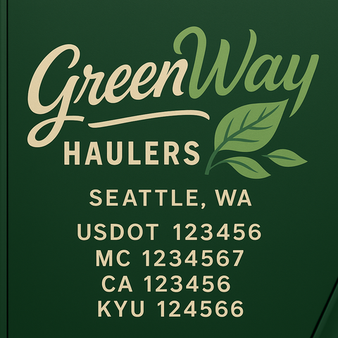 Custom Truck Door Decal Sticker Lettering with Trucking Name or Company Name, City & State, US DOT, MC, CA, KYU, GVW, VIN Sign (Set of 2)