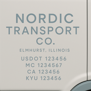 Custom Truck Door Decal Sticker Lettering with Trucking Name or Company Name, City & State, US DOT, MC, CA, KYU, GVW, VIN Sign (Set of 2)