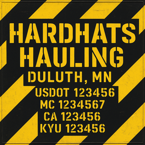 Custom Truck Door Decal Sticker Lettering with Trucking Name or Company Name, City & State, US DOT, MC, CA, KYU, GVW, VIN Sign (Set of 2)