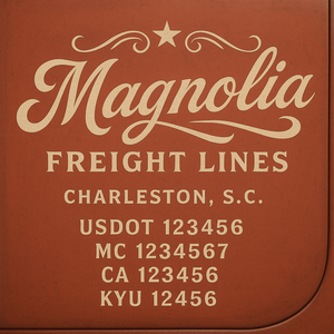 Custom Truck Door Decal Sticker Lettering with Trucking Name or Company Name, City & State, US DOT, MC, CA, KYU, GVW, VIN Sign (Set of 2)
