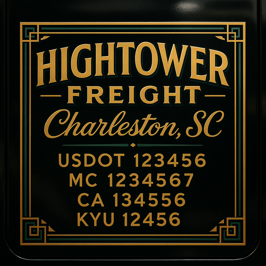 Custom Truck Door Decal Sticker Lettering with Trucking Name or Company Name, City & State, US DOT, MC, CA, KYU, GVW, VIN Sign (Set of 2)