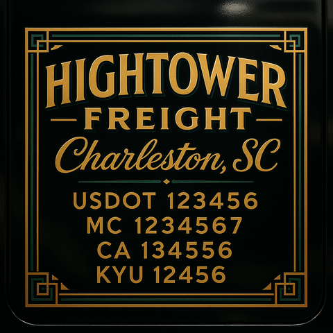 Custom Truck Door Decal Sticker Lettering with Trucking Name or Company Name, City & State, US DOT, MC, CA, KYU, GVW, VIN Sign (Set of 2)