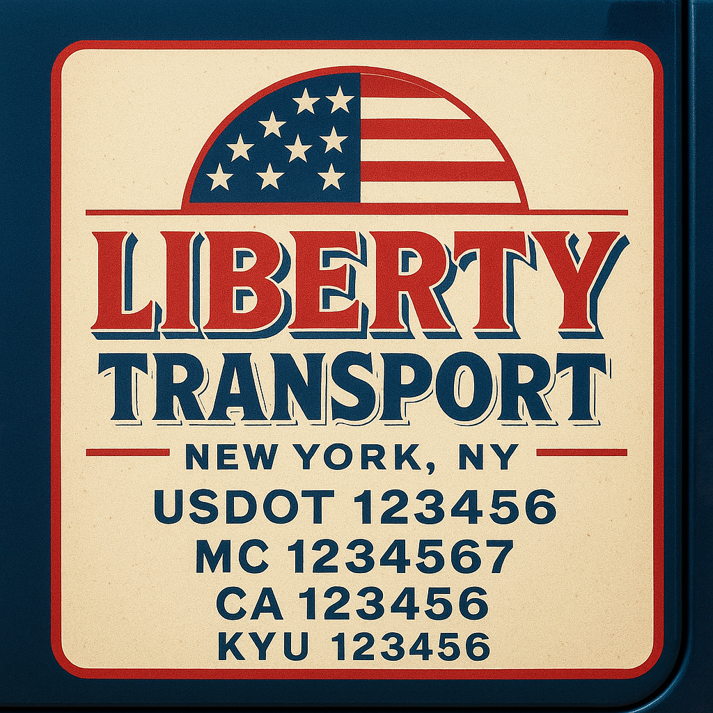Custom Truck Door Decal Sticker Lettering with Trucking Name or Company Name, City & State, US DOT, MC, CA, KYU, GVW, VIN Sign (Set of 2)