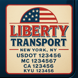 Custom Truck Door Decal Sticker Lettering with Trucking Name or Company Name, City & State, US DOT, MC, CA, KYU, GVW, VIN Sign (Set of 2)