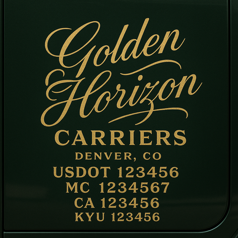 Custom Truck Door Decal Sticker Lettering with Trucking Name or Company Name, City & State, US DOT, MC, CA, KYU, GVW, VIN Sign (Set of 2)