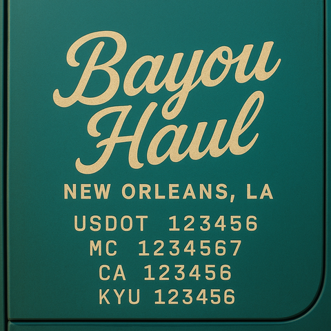Custom Truck Door Decal Sticker Lettering with Trucking Name or Company Name, City & State, US DOT, MC, CA, KYU, GVW, VIN Sign (Set of 2)