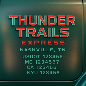 Custom Truck Door Decal Sticker Lettering with Trucking Name or Company Name, City & State, US DOT, MC, CA, KYU, GVW, VIN Sign (Set of 2)
