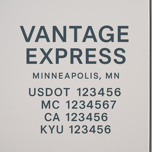 Custom Truck Door Decal Sticker Lettering with Trucking Name or Company Name, City & State, US DOT, MC, CA, KYU, GVW, VIN Sign (Set of 2)