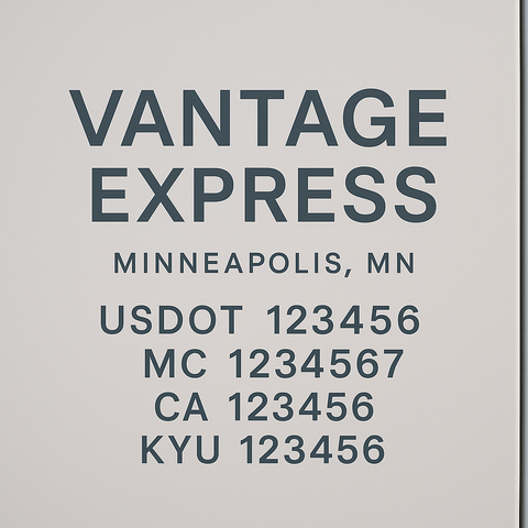 Custom Truck Door Decal Sticker Lettering with Trucking Name or Company Name, City & State, US DOT, MC, CA, KYU, GVW, VIN Sign (Set of 2)