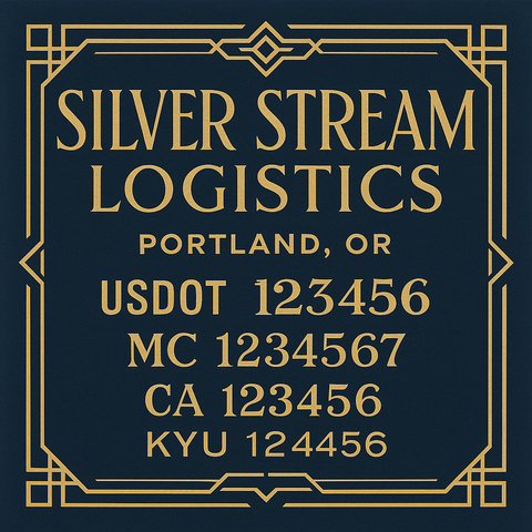 Custom Truck Door Decal Sticker Lettering with Trucking Name or Company Name, City & State, US DOT, MC, CA, KYU, GVW, VIN Sign (Set of 2)