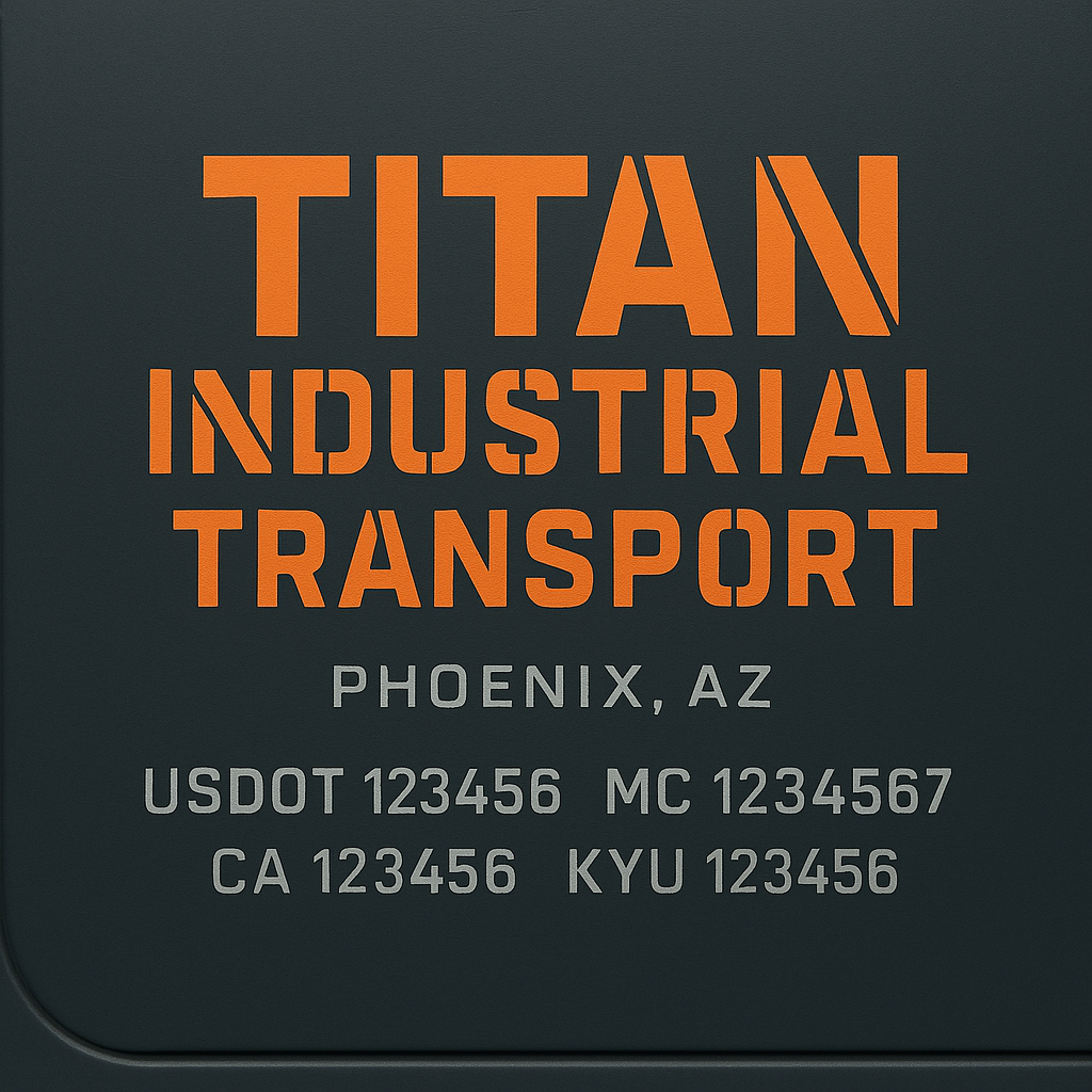 Custom Truck Door Decal Sticker Lettering with Trucking Name or Company Name, City & State, US DOT, MC, CA, KYU, GVW, VIN Sign (Set of 2)