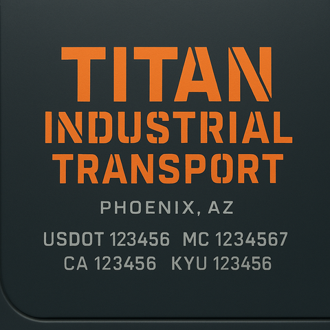 Custom Truck Door Decal Sticker Lettering with Trucking Name or Company Name, City & State, US DOT, MC, CA, KYU, GVW, VIN Sign (Set of 2)