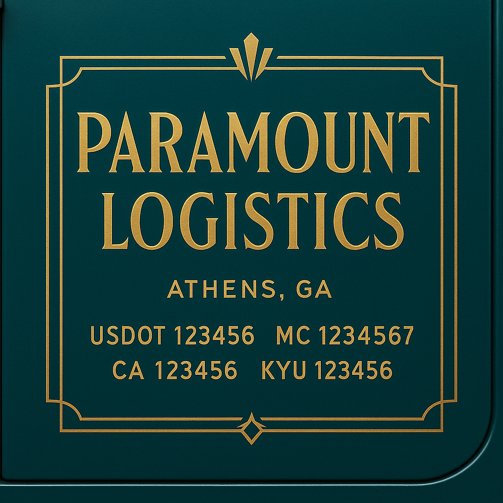 Custom Truck Door Decal Sticker Lettering with Trucking Name or Company Name, City & State, US DOT, MC, CA, KYU, GVW, VIN Sign (Set of 2)