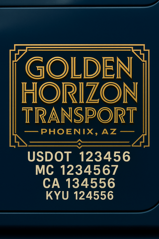 Custom Truck Door Decal Sticker Lettering with Trucking Name or Company Name, City & State, US DOT, MC, CA, KYU, GVW, VIN Sign (Set of 2)