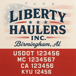 Custom Truck Door Decal Sticker Lettering with Trucking Name or Company Name, City & State, US DOT, MC, CA, KYU, GVW, VIN Sign (Set of 2)