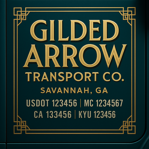 Custom Truck Door Decal Sticker Lettering with Trucking Name or Company Name, City & State, US DOT, MC, CA, KYU, GVW, VIN Sign (Set of 2)