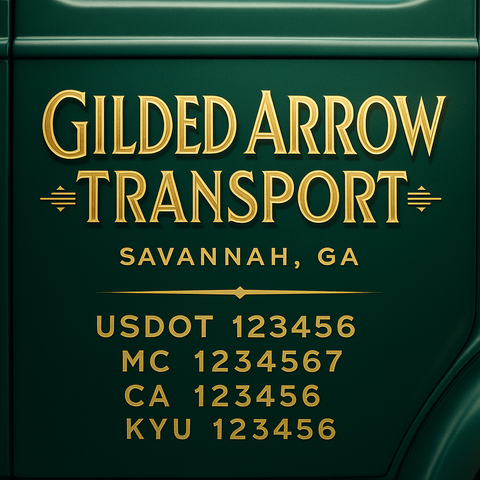 Custom Truck Door Decal Sticker Lettering with Trucking Name or Company Name, City & State, US DOT, MC, CA, KYU, GVW, VIN Sign (Set of 2)