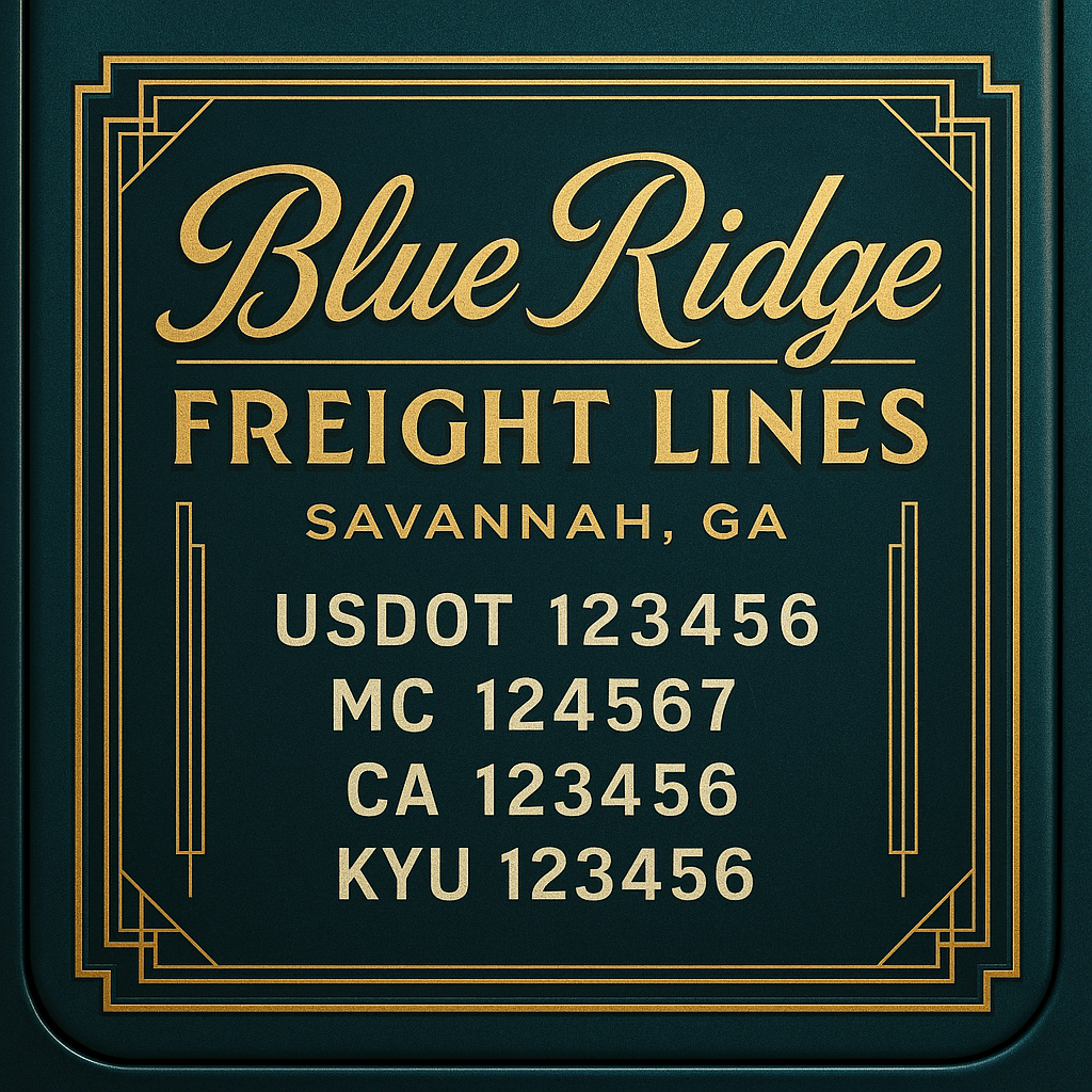 Custom Truck Door Decal Sticker Lettering with Trucking Name or Company Name, City & State, US DOT, MC, CA, KYU, GVW, VIN Sign (Set of 2)