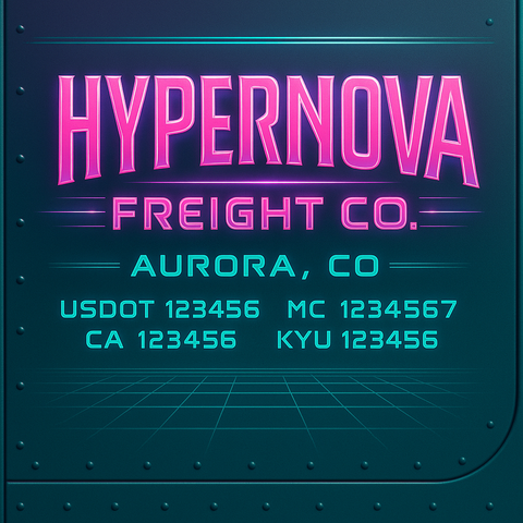 Custom Truck Door Decal Sticker Lettering with Trucking Name or Company Name, City & State, US DOT, MC, CA, KYU, GVW, VIN Sign (Set of 2)