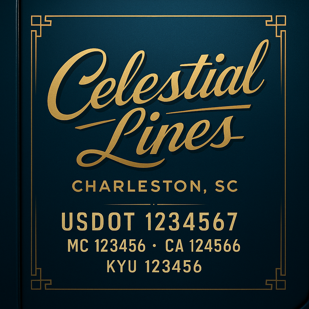 Custom Truck Door Decal Sticker Lettering with Trucking Name or Company Name, City & State, US DOT, MC, CA, KYU, GVW, VIN Sign (Set of 2)