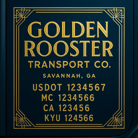 Custom Truck Door Decal Sticker Lettering with Trucking Name or Company Name, City & State, US DOT, MC, CA, KYU, GVW, VIN Sign (Set of 2)