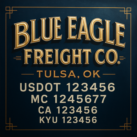 Custom Truck Door Decal Sticker Lettering with Trucking Name or Company Name, City & State, US DOT, MC, CA, KYU, GVW, VIN Sign (Set of 2)
